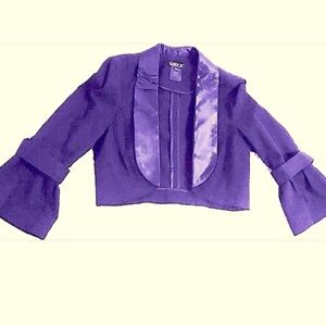 Y2K La Rok Romantic goth cropped bell sleeve tuxedo jacket